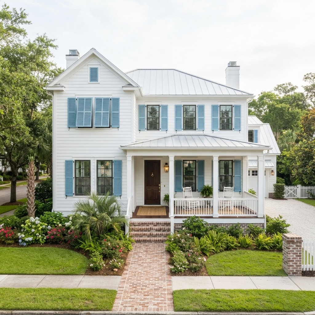 Soft-washed Lowcountry home with clean siding